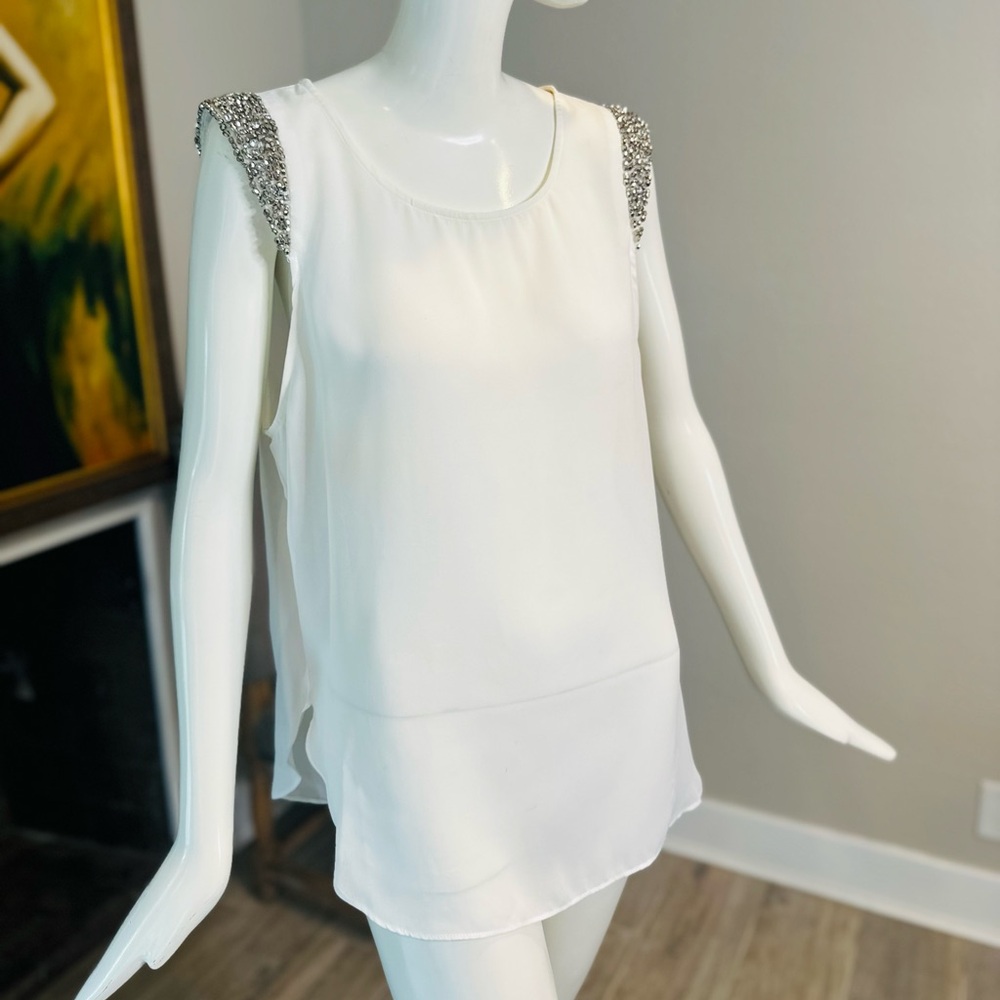 Socialite Solid Color Sequined Patchwork Sleevele… - image 1